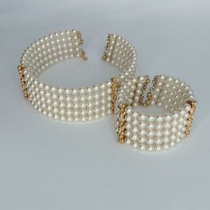 Trifari Pearl Choker with matching Bracelet.